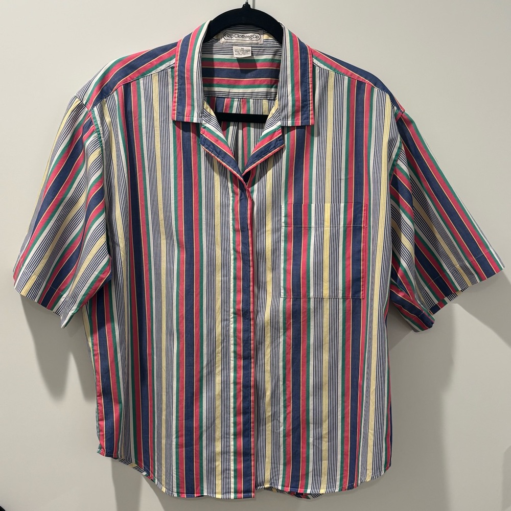 VTG 80s GAP Rainbow Striped Button Down Cotton Shirt Medium